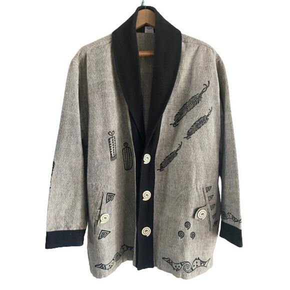 Venus‎ Imports Oversized Cotton Feather Cardigan  Sz S**see sizing note - Picture 1 of 13